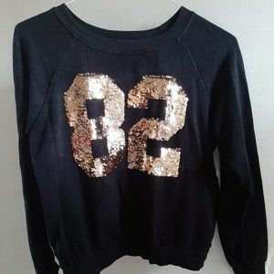 Forever 21 Black Gold Sequin Sweatshirt Med